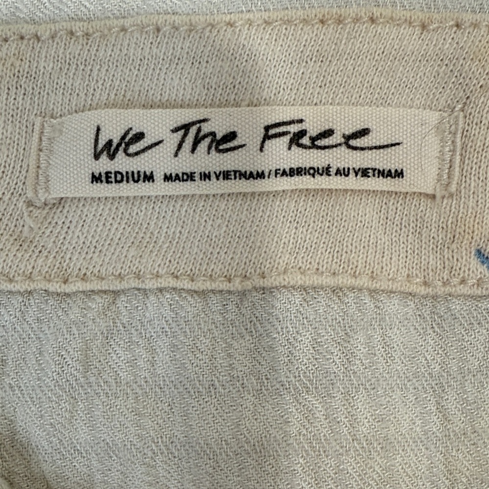 We The Free Ivory Rockaway Oversized Crop Shirt Medium - Picture 2 of 11